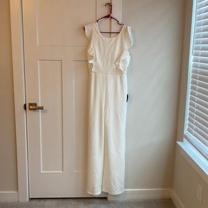 Lulus Feel Your Love White Ruffled Wide-Leg Jumpsuit